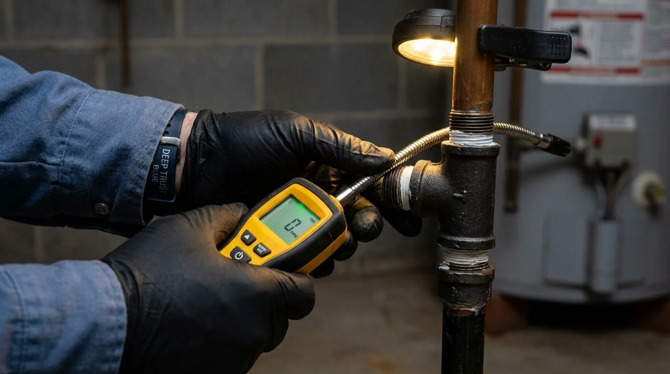 Gas leak detection with electronic sniffer by Johns Plumbing LLC in Corrigan