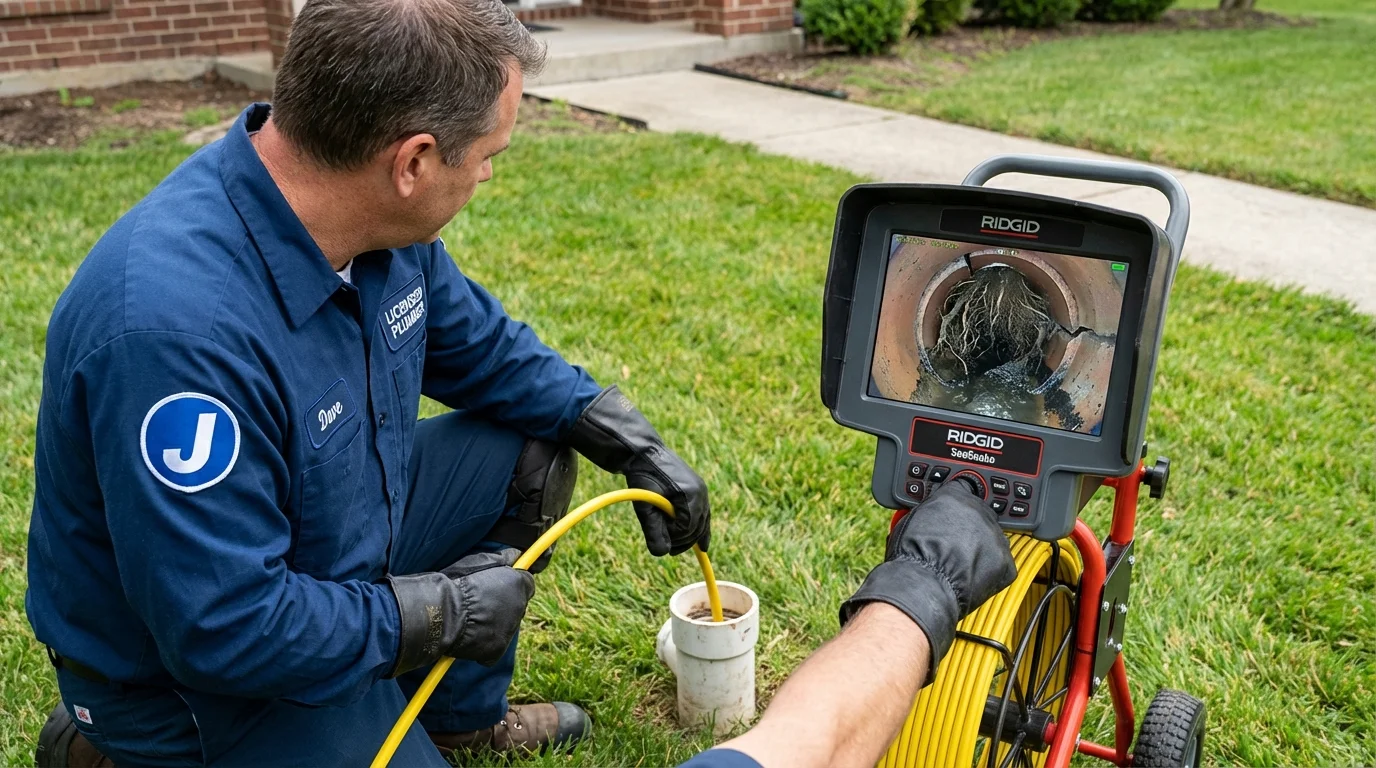 Sewer camera inspection being performed by Johns Plumbing LLC in Corrigan