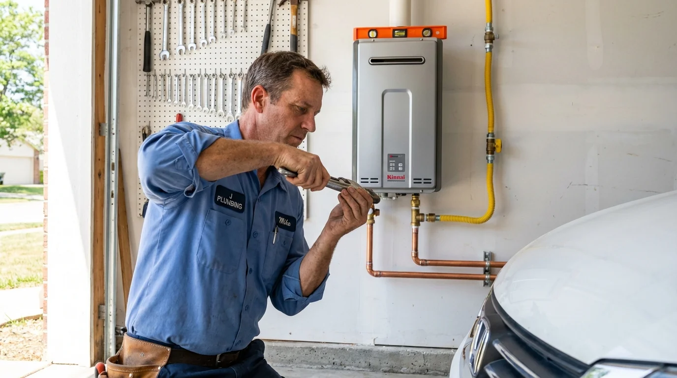 Tankless water heater installation by a Johns Plumbing LLC plumber in Corrigan
